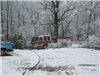 Fire Truck Driving in the Snow